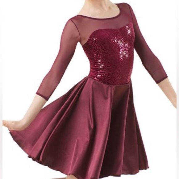 WEISSMAN Dance Costume lyrical burgundy Hopeless Romantic 9567 adult SA - Picture 1 of 14